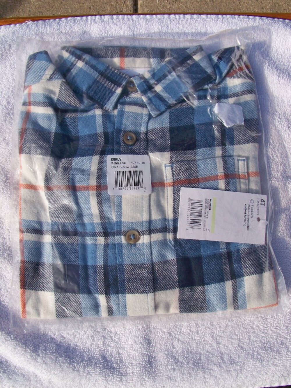 Jumping Beans Boys Flannel Button Down Shirt, New, Size 4T
